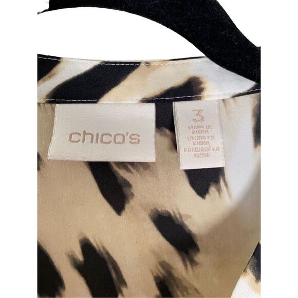 Chicos women’s cheetah animal, print, high, low blouse, size large ￼ - Picture 5 of 6